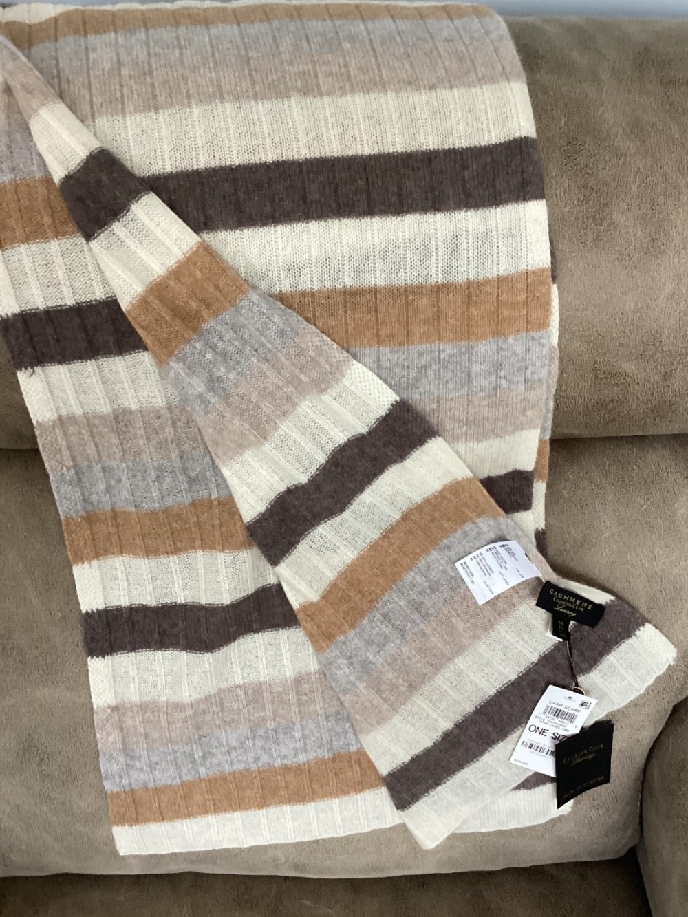 Charter club Cashmere striped lightweight scarf new w/tag